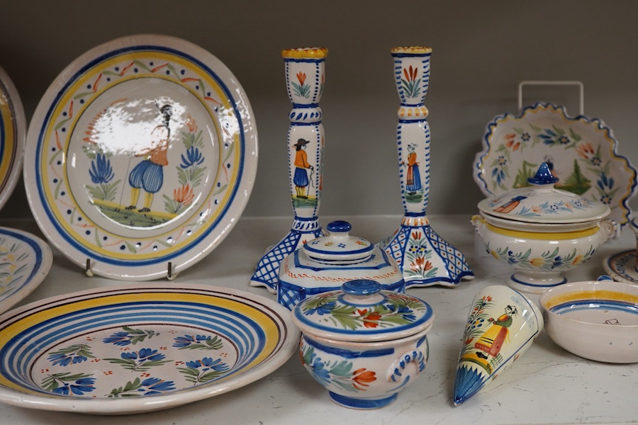 A collection of Quimper Faience wares